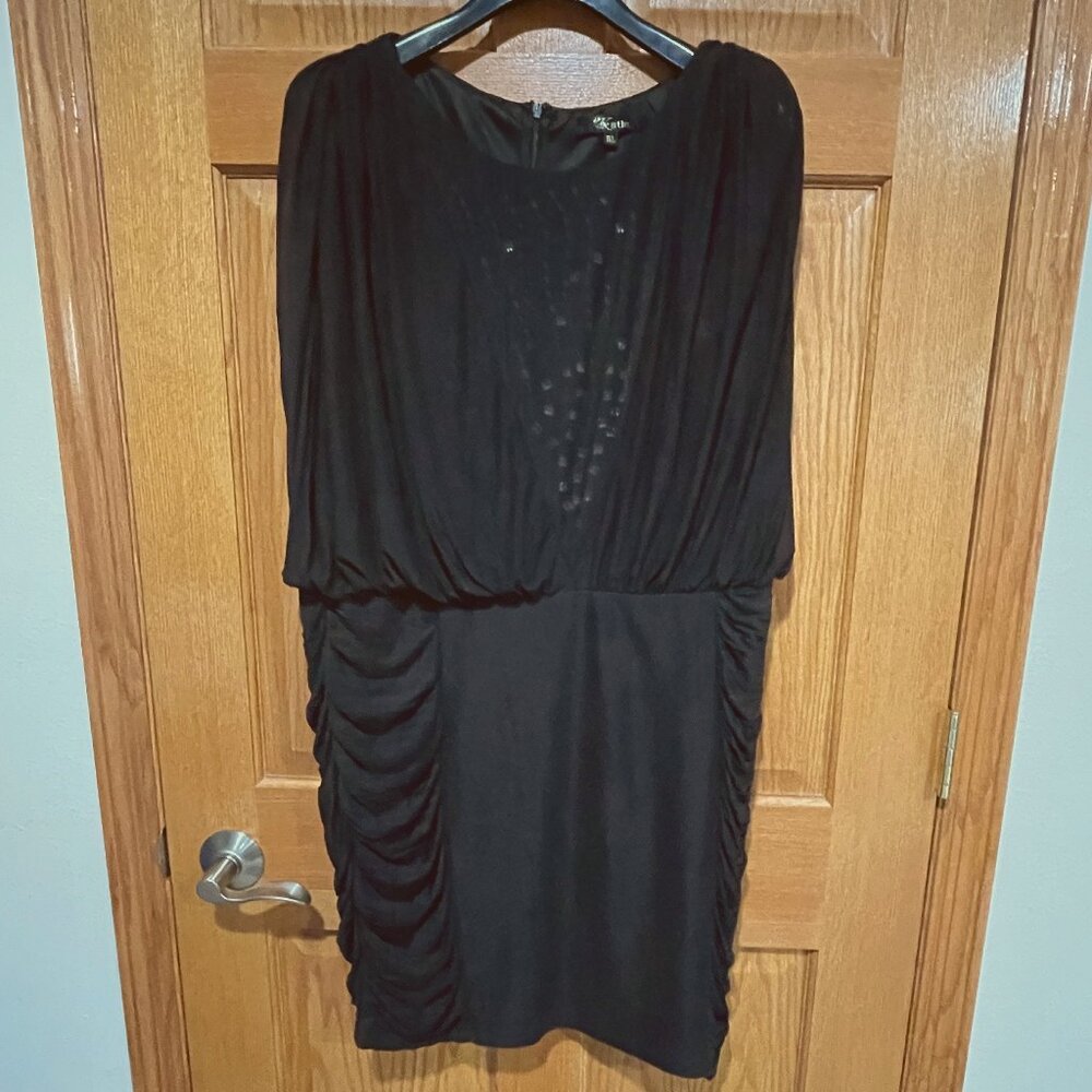 KATIA Women's 1XL 1X Black Sleeveless Rouched Embellishments Formal Dress NWOT
